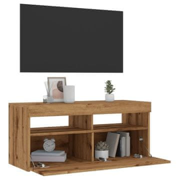 Vidaxl vidaXL TV omarica z LED osvetlitvijo Artisan hrast 90x35x40 cm