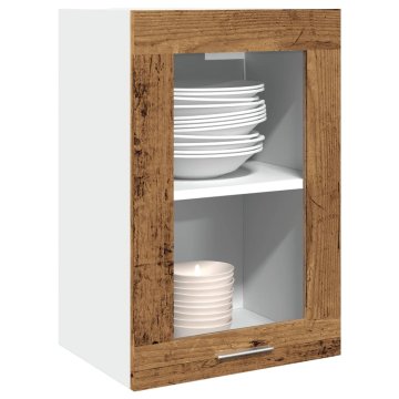 shumee vidaXL Steklena viseča omarica starinski les 40x31x60cm inženirski les
