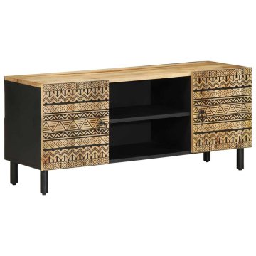Vidaxl TV omarica črna 105x33,5x46 cm masivni neobdelan les Mango