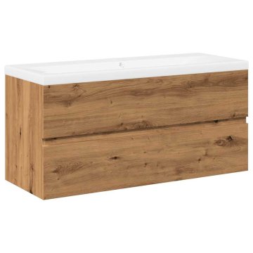 Vidaxl omarica za umivalnik z vgrajenim umivalnikom Artisan Oak