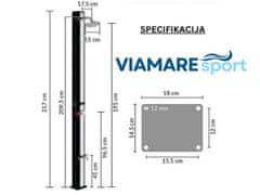 VIAMAREsport Zunanji SOLARNI vrtni tuš 35L z glavo za tuš in prho za noge Chrome elegance