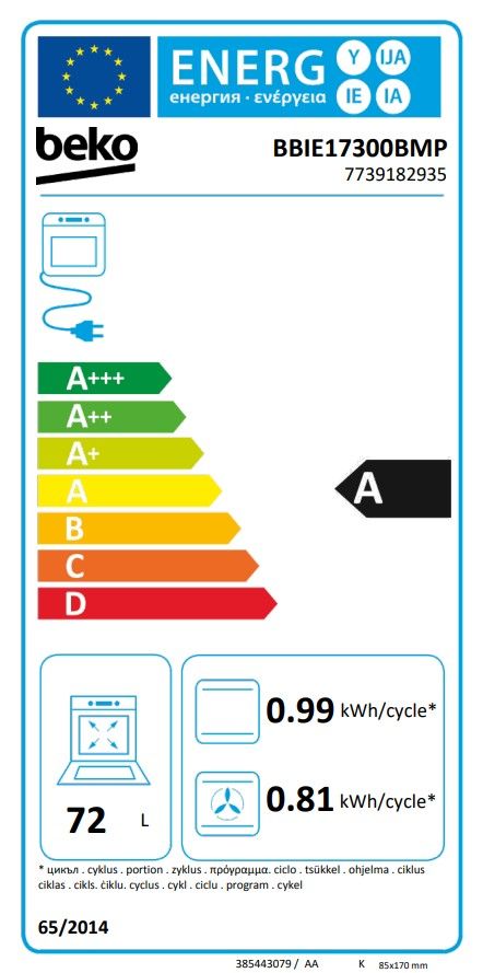 Beko BBIE17300BMP vgradna pe?ica, 72 l