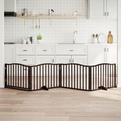 Vidaxl Ograda za pse z vrati zložljiva 4 paneli rjava 320cm topolovina