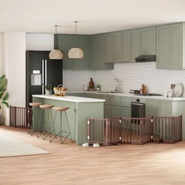 shumee vidaXL Ograda za pse z vrati zložljiva 9 panelov rjava 450 cm les