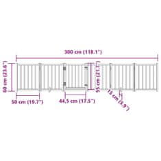 Vidaxl Ograda za pse z vrati zložljiva 6 panelov bela 300cm jelka