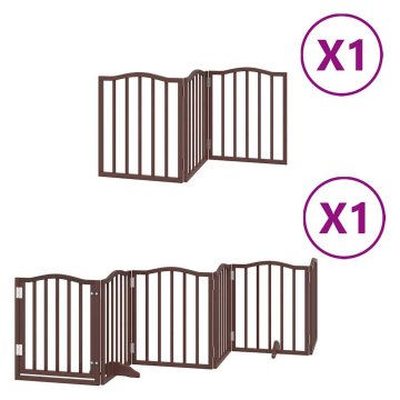 Vidaxl Ograda za pse z vrati zložljiva 9 panelov rjava 450 cm les