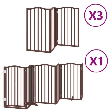 Vidaxl Ograda za pse z vrati zložljiva 15 panelov rjava 750 cm les