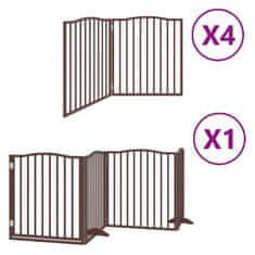 Vidaxl Ograda za pse z vrati zložljiva 12 panelov rjava 960 cm les
