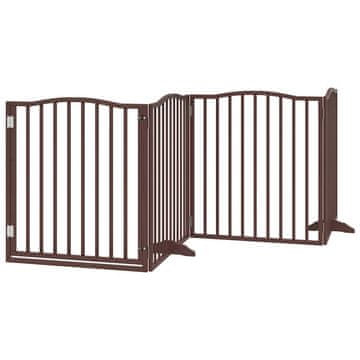 Vidaxl Ograda za pse z vrati zložljiva 4 paneli rjava 320cm topolovina