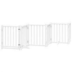 Vidaxl Ograda za pse z vrati zložljiva 9 panelov bela 450 cm les