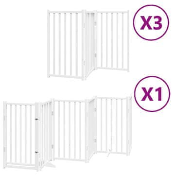 Vidaxl Ograda za pse z vrati zložljiva 15 panelov bela 750 cm les