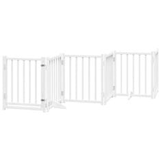 Vidaxl Ograda za pse z vrati zložljiva 15 panelov bela 750 cm les