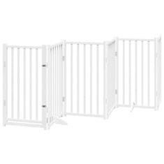 Vidaxl Ograda za pse z vrati zložljiva 15 panelov bela 750 cm les