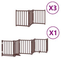 Vidaxl Ograda za pse z vrati zložljiva 15 panelov rjava 750 cm les
