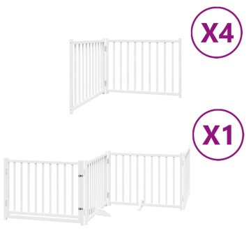 Vidaxl Ograda za pse z vrati zložljiva 12 panelov bela 960 cm les
