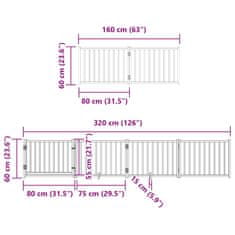 Vidaxl Ograda za pse z vrati zložljiva 8 panelov rjava 640 cm les