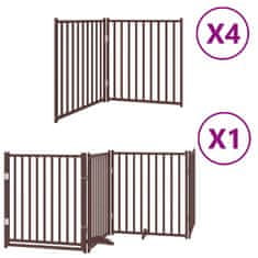Vidaxl Ograda za pse z vrati zložljiva 12 panelov rjava 960 cm les