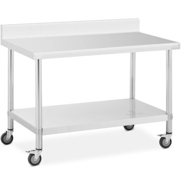 Royal Catering Kovinska gostinska miza na kolesih s polico in robom STAL 70 x 120 cm