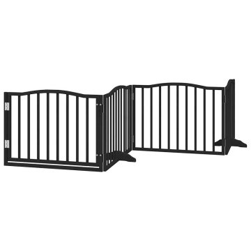 Vidaxl Ograda za pse z vrati zložljiva 4 paneli črna 320 cm topolovina
