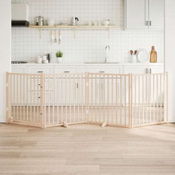 shumee vidaXL Ograda za pse z vrati zložljiva 4 paneli 320 cm trden les jelke