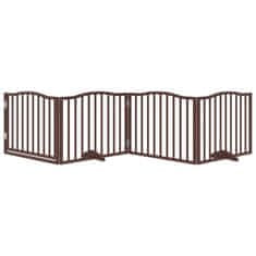 Vidaxl Ograda za pse z vrati zložljiva 4 paneli rjava 320cm topolovina