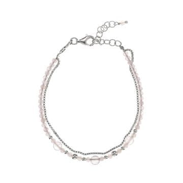 Dvojna srebrna zapestnica z rožnatim zlatom AL3054-Argento-QuarzoRosa