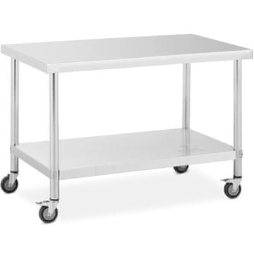 Royal Catering Kovinska gostinska miza na kolesih s polico STAL 70 x 120 cm