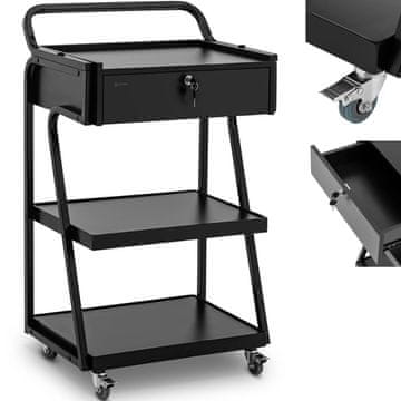 shumee Voziček za frizersko kozmetično pomoč 1 predal 3 police 55 x 39 x 90 cm - črn
