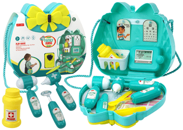 slomart Otroški zdravniški set LEAN TOYS v torbici na vrvici, turkizna
