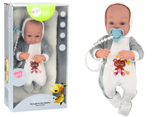 Lean-toys Dojenček z dudo, odejico, bodijem in dodatki – komplet 35 cm