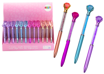 slomart Bleščeč kemični svinčnik z diamantom in diamantki, moder vložek 0.7mm, mix