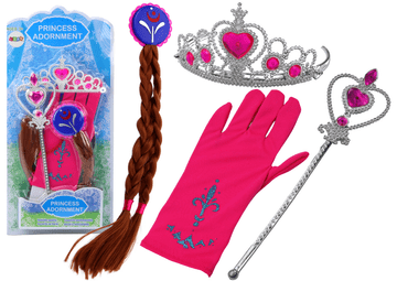 slomart LEAN TOYS Komplet Princezini Dodatki - Krona, Palica, Rokavice, Čopi