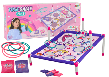 slomart Igra metanja z vrečkami in obroči 2v1 z enorožci LEAN TOYS