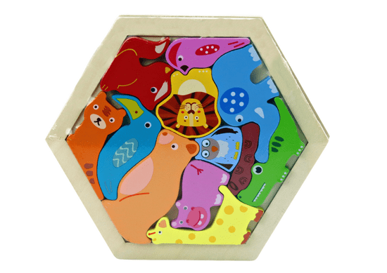 shumee Jigsaw Puzzle Animals Wooden Blocks Colorful 12 kosov.