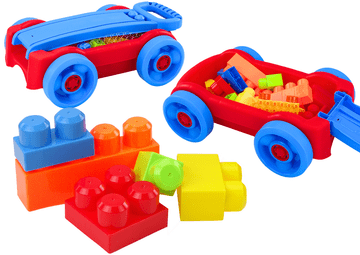 slomart Set kock v vozičku LEAN TOYS - modro-rdeč