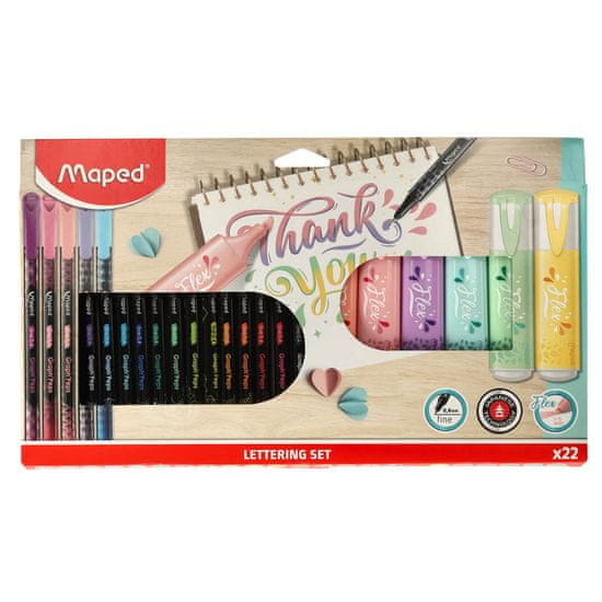 WOWO Pisalni set, označevalci, tanka pisala, 22 kosov Maped