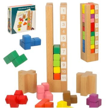 WOWO Lesene učne kocke Montessori puzzle barvne