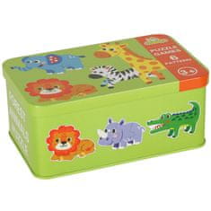 WOWO Safari Animals Puzzle - Safari Animals Puzzle v pločevinasti škatli - 25 kosov