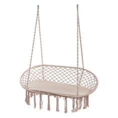 WOWO Stol Brazilian Stork Nest - bež gugalnik Stork Nest za 2 osebi z resicami, nosilnost 240 kg