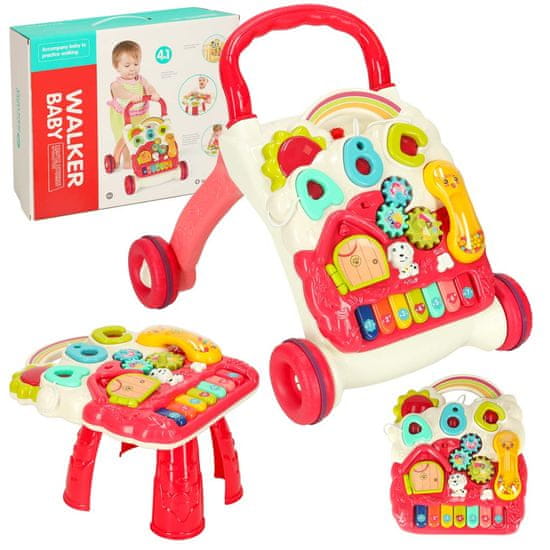 WOWO Push walker interaktivna izobraževalna miza 4v1 roza Bibi-inn