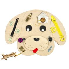 WOWO Lesena tabla z motivom psa - Lesena manipulacijska tabla z motivom psa 49x37x6,5 cm