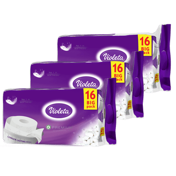 Violeta Premium toaletni papir, 3-slojni, bombaž, 3x16