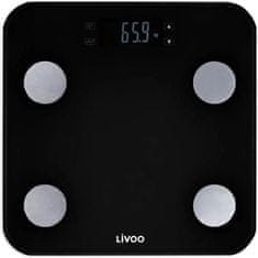 shumee LIVOO DOM427N Telesna teža - 13 uporabniških spominov - 180 kg - Pladenj LCD zaslona iz kaljenega stekla - Črna