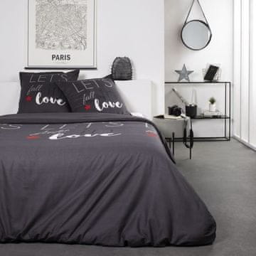 shumee Bombažna posteljnina TODAY Love - 2 osebi - 240 x 260 cm - siv potisk
