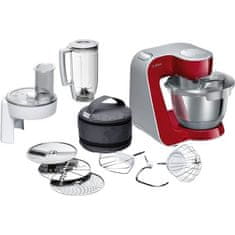 shumee Kuhinjski stroj BOSCH MUM5 - Kuhinjski robot - 1000 W - 7 hitrosti + pulz - Posoda iz nerjavečega jekla 3,9 l - Mešalnik 1,25 l - Temno rdeč / srebrn