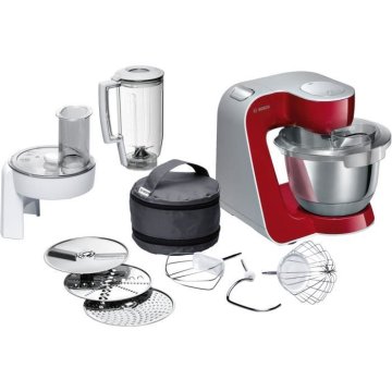 shumee Kuhinjski stroj BOSCH MUM5 - Kuhinjski robot - 1000 W - 7 hitrosti + pulz - Posoda iz nerjavečega jekla 3,9 l - Mešalnik 1,25 l - Temno rdeč / srebrn