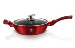 Berlingerhaus Globoka ponev z marmornato površino in pokrovom 32 cm Burgundija Metallic Line BH-1261