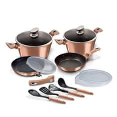Berlingerhaus Komplet posod z marmornato površino 13 kosov Rosegold Metallic Line BH-7058