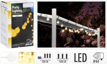 HOMESTYLING Zunanja LED-lučkica PARTY, topla bela, 80 LED-diod