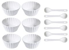 EXCELLENT Komplet porcelanskih skodelic z žlico 12 kosov valovitih ozkih KO-798000050
